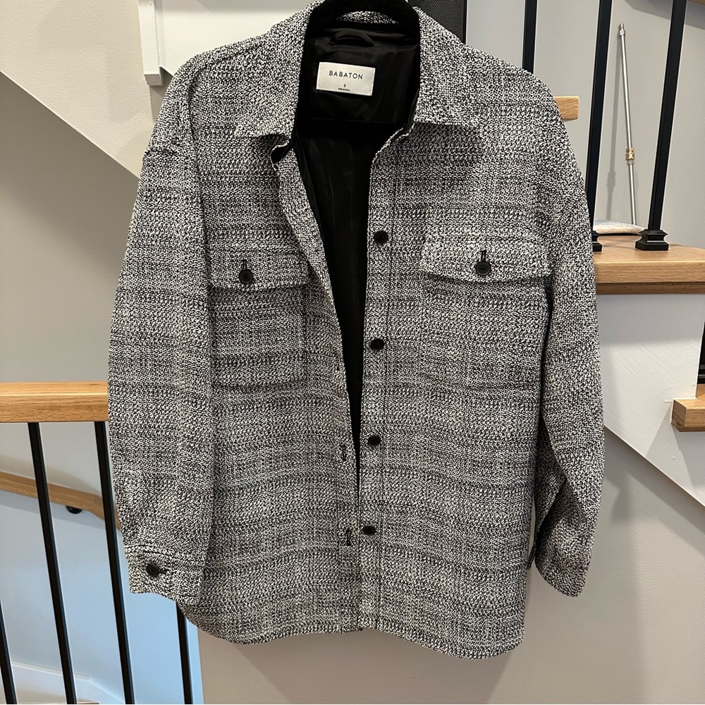 BNWT ARITZIA BABATON Joan Shirt Tweed Jacket 2 Shacket Linen Textured Black